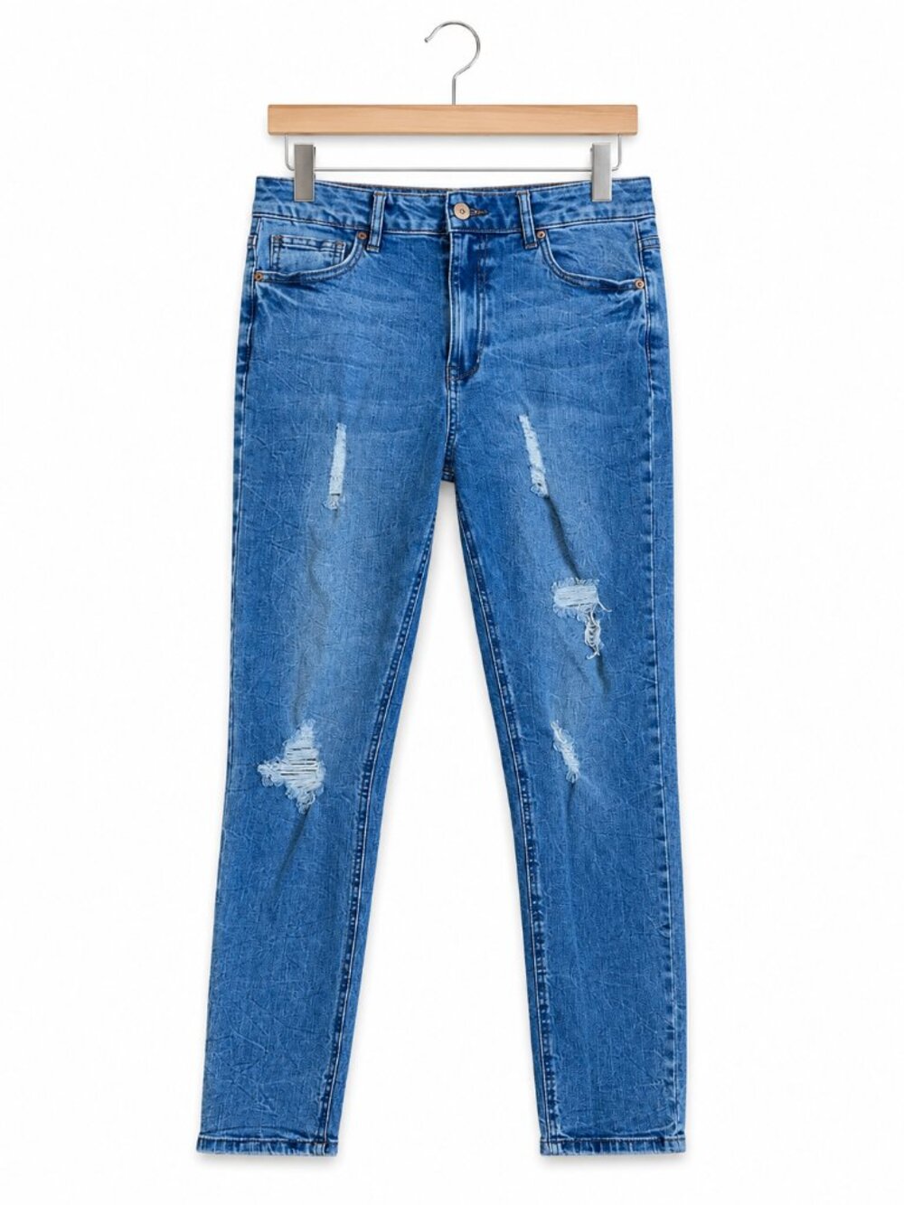 Forever 21 Distressed Skinny Jeans Womens 27 Blue Ripped‎ Stretch Denim
